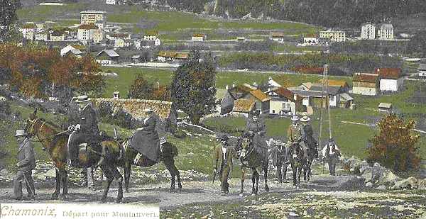 Chamonix: Mulets montant des touristes au Montenvers