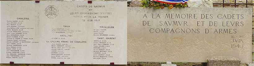 Plaques  la mmoire des Cadets de Saumur pour leur rsistance  Gennes en juin 1940