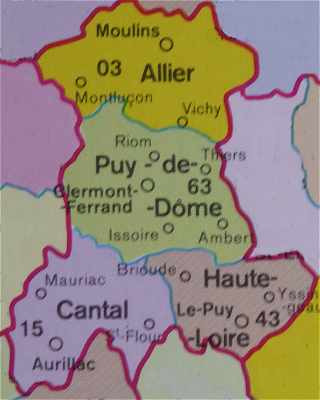 Carte de l'Auvergne