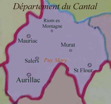 Carte du dpartement du Cantal