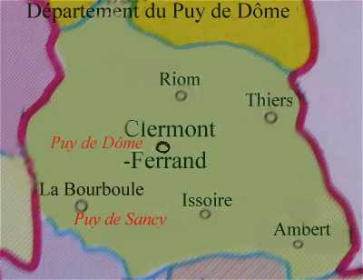 Carte du dpartement du Puy de Dome