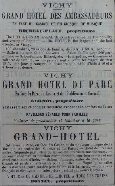 Publicit de la fin du XIXme sicle pour Vichy