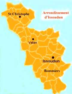 Carte de l'arrondissement d'Issoudun