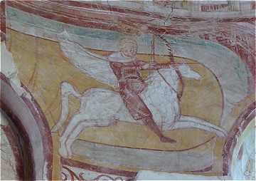 Fresque du Cavalier avec un arc dans l'glise abbatiale Saint Pierre  Mobecq