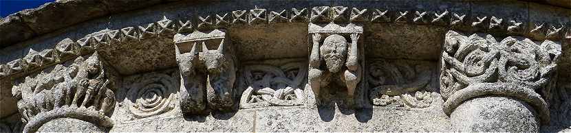 Modillons de la corniche du chevet de l'glise Saint Sulpice de Marignac