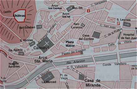 Plan du centre de Burgos