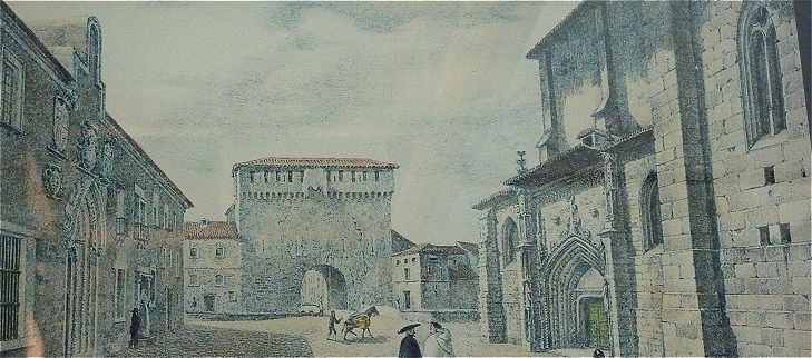 Gravure de la place de San Juan  Burgos au dbut du XIXme sicle