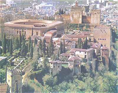 Vue arienne de l'Alhambra de Grenade