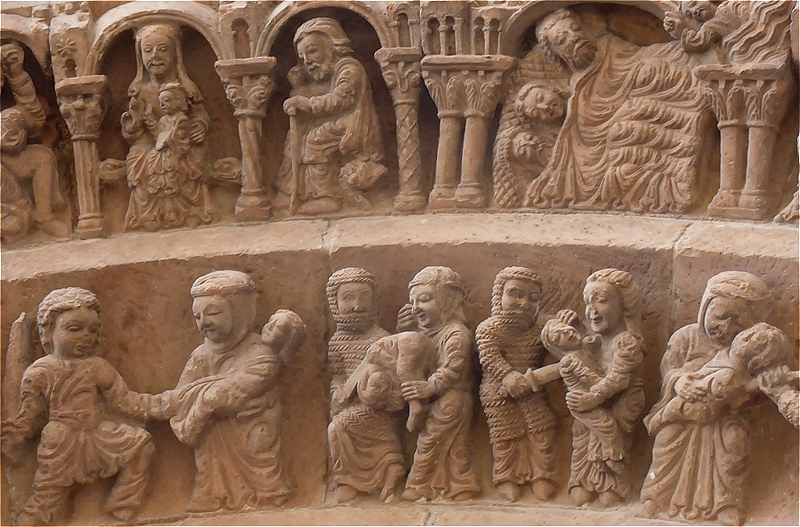 Sculptures de la faade de l'glise Romane Santo Domingo de Soria