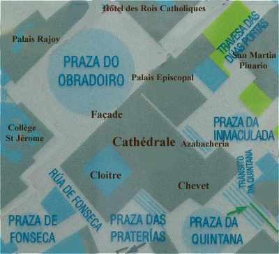 Plan de Saint Jacques de Compostelle autour de la Cathdrale