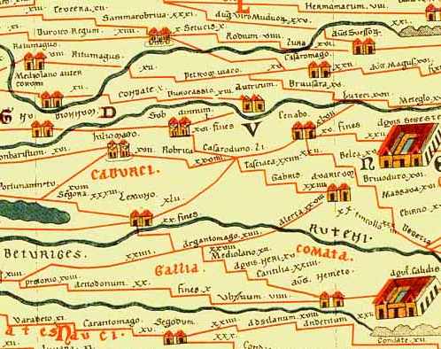 Table de Peutinger autour de Caesarodunum (Tours)