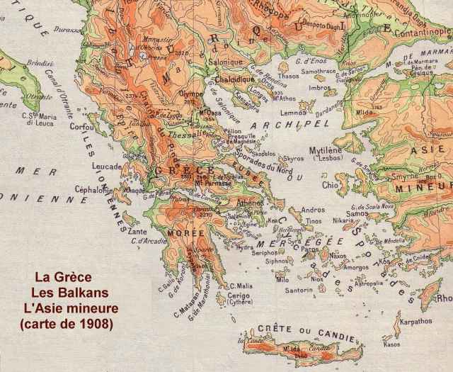 Carte physique des Balkans