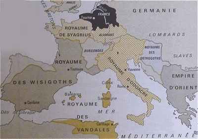 L'Europe en 476 lors de la chute de l'Empire Romain