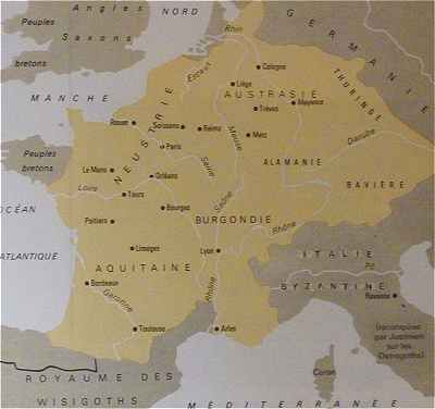 Royaumes Francs vers la fin du VIème siècle