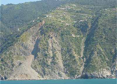 Maisons et terrasses au dessus de la mer