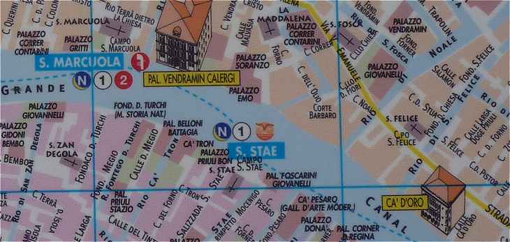 Venise, Grand Canal: parcours de l'église San Marcuola au Ca' d'Oro