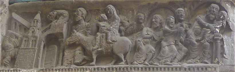 Sculpture en avant du portail Sud de l'glise Saint Pierre de Moissac