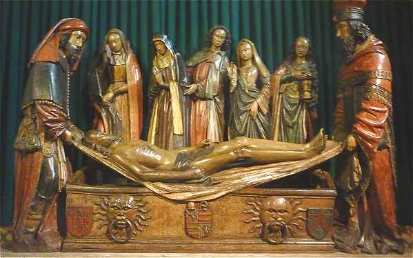 Sculpture sur bois de l'glise Saint Pierre de Moissac: la Mise au Tombeau