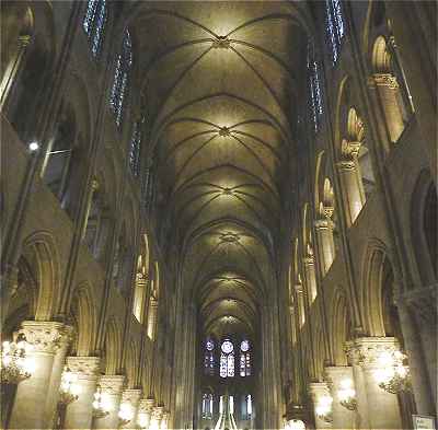 Vue intrieure de la nef de Notre Dame de Paris