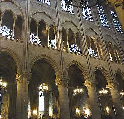 Vue de l'lvation intrieure de la nef de Notre Dame de Paris