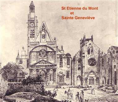Gravure des Eglises Saint Etienne et Sainte Genevive