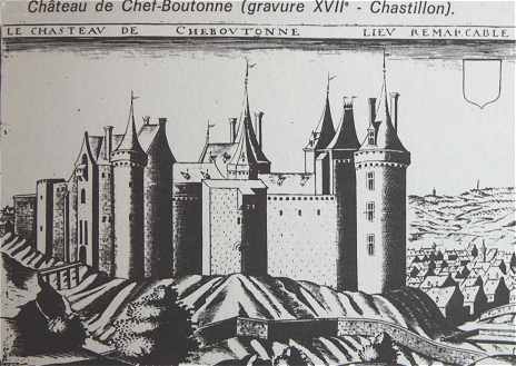 Gravure du chteau-fort de Chef-Boutonne