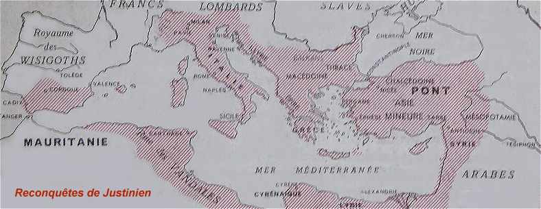 L'Empire Romain à la fin du règne de Justinien