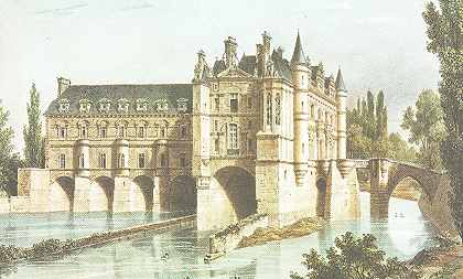 Chateau de Chenonceau d'après une gravure du milieu du XIXème siècle