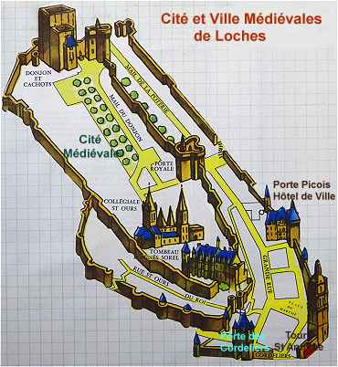 Plan de la ville mdivale de Loches