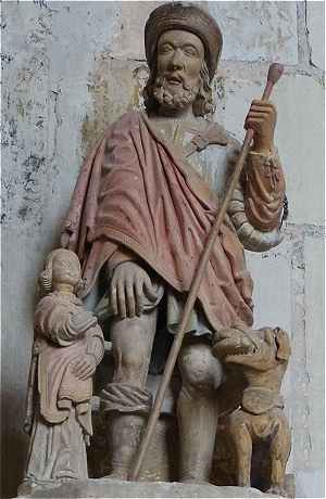 Statue polychrome de Saint Roch dans l'glise Saint Sulpice de Palluau sur Indre