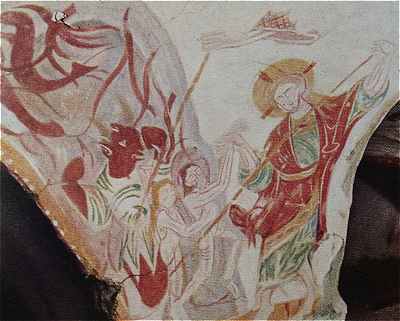 Fresque murale dans la crypte de l'glise Saint Nicolas de Tavant