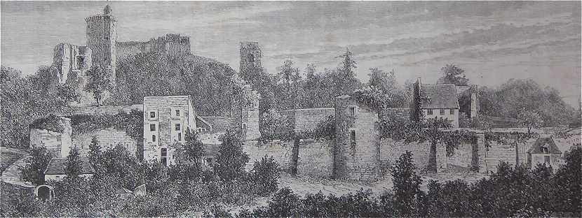 Gravure du chateau de Vendome au milieu du XIXème siècle