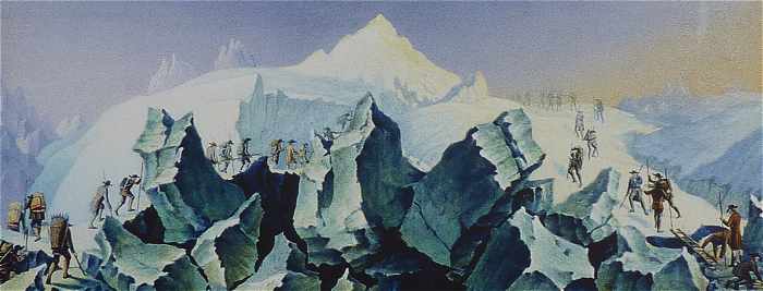 Vue de l'ascension et de la descente du Mont Blanc par Mr Saussure