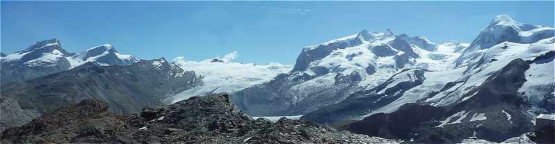 Panorama sur le Strahlhorn, la Cima di Jazzi et le Massif du Mont Rose