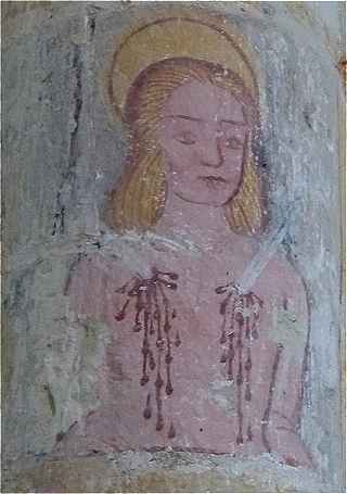 Saint Sebastien, peinture murale de Notre-Dame de Cunault
