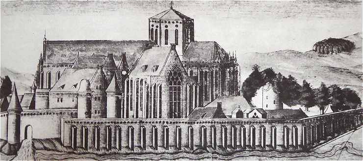 Gravure de l'abbaye de La Couronne au XVIIme sicle