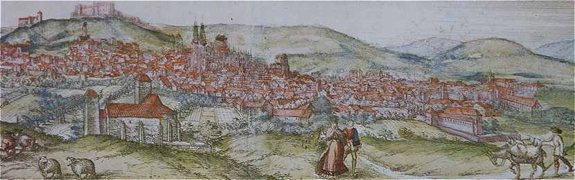 Gravure présentant une vue de Burgos au XVIème siècle