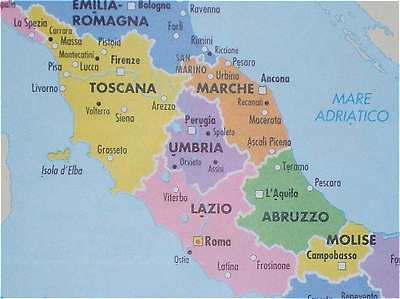 Carte de l'Italie du Centre
