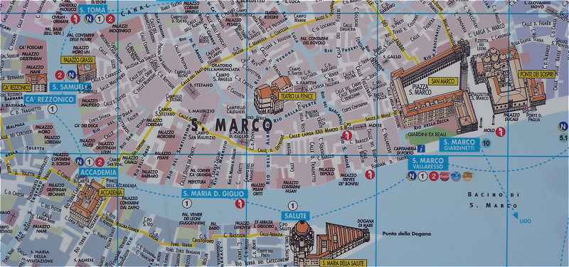 Venise: Plan du Grand Canal de San Toma juqu'au Bassin de Saint Marc