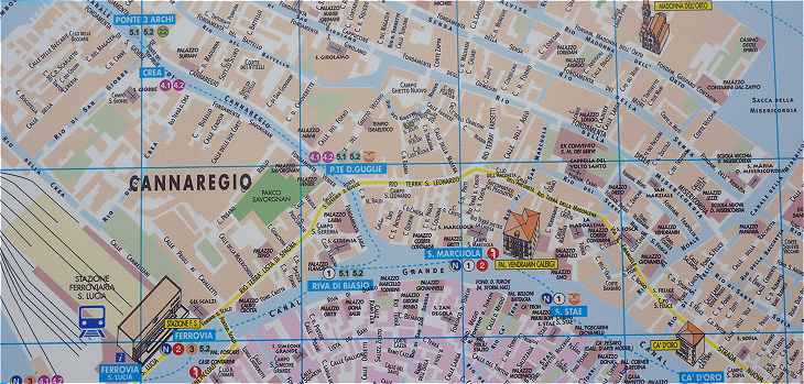 Venise: plan du Quartier de Cannaregio