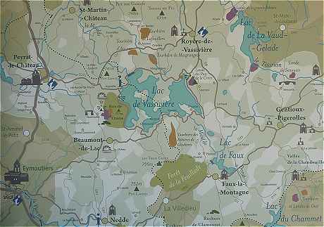 Carte du lac de Vassivière