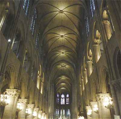Vue intérieure de la nef de Notre Dame de Paris