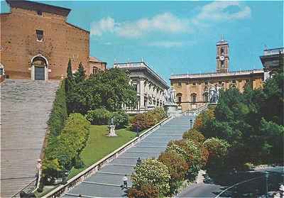 Sancta Maria d'Aracoeli prs du Capitole et les escaliers y conduisant