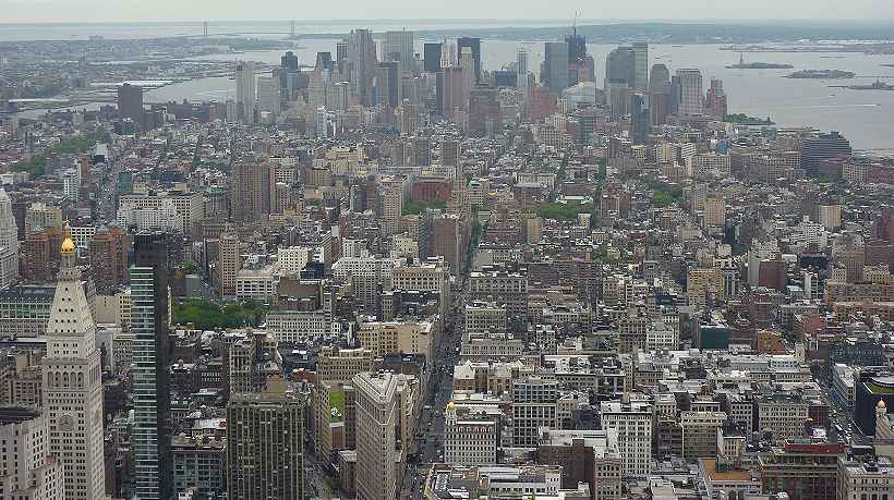 New-York: vue d'ensemble de la partie Sud du Midtown et du Lower Manhattan