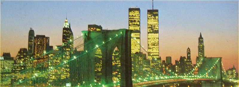 New-York: le Brooklyn Bridge et les Twin Towers en 2000