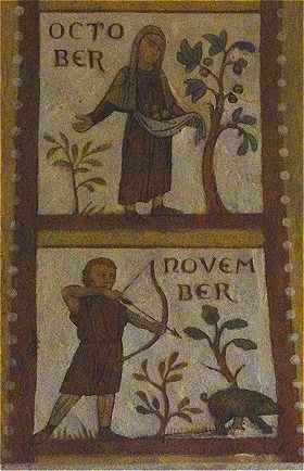 Fresque des Travaux des mois de l'église Saint Martin de Lignières de Touraine