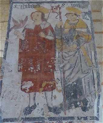 Fresque sur un pilier de la nef de l'église Saint Genest de Lavardin