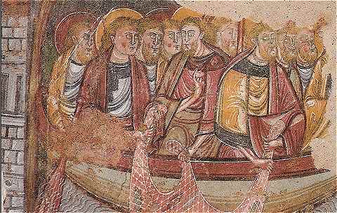 La Pche Miraculeuse, fresque de la Salle Capitulaire de l'Abbaye de la Trinit  Vendme